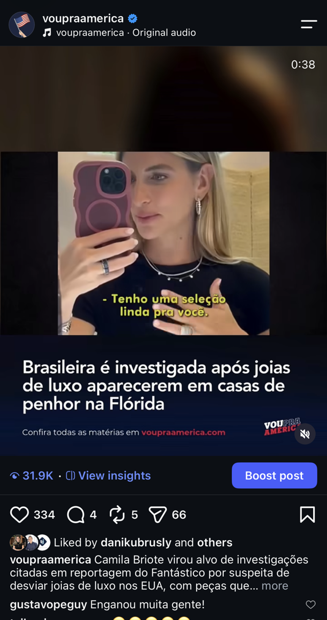 Brasileira investigada após joias de luxo em casas de penhor na Flórida
