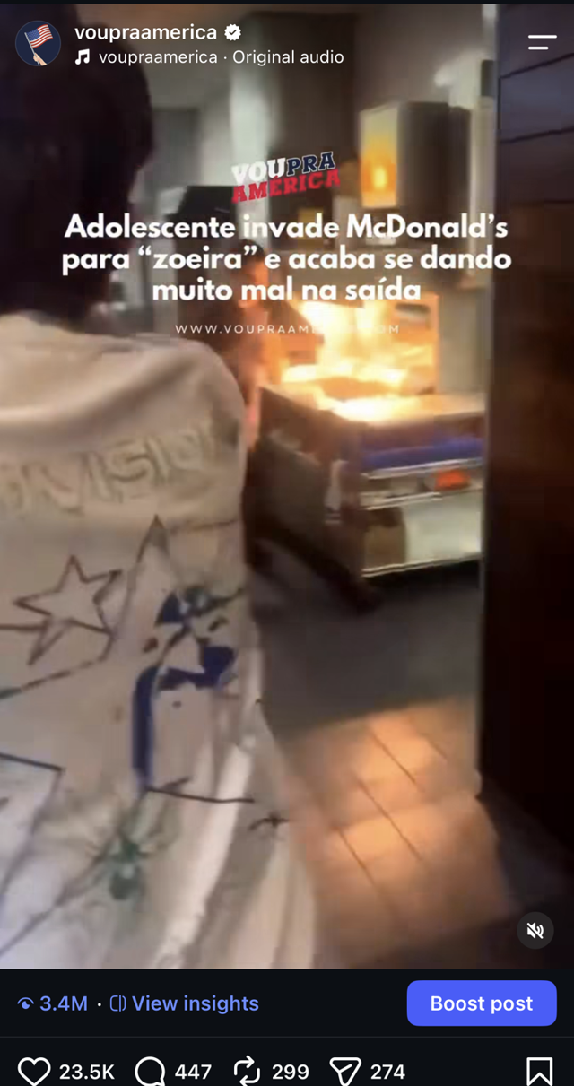 Viral — flagrante em McDonald's nos EUA