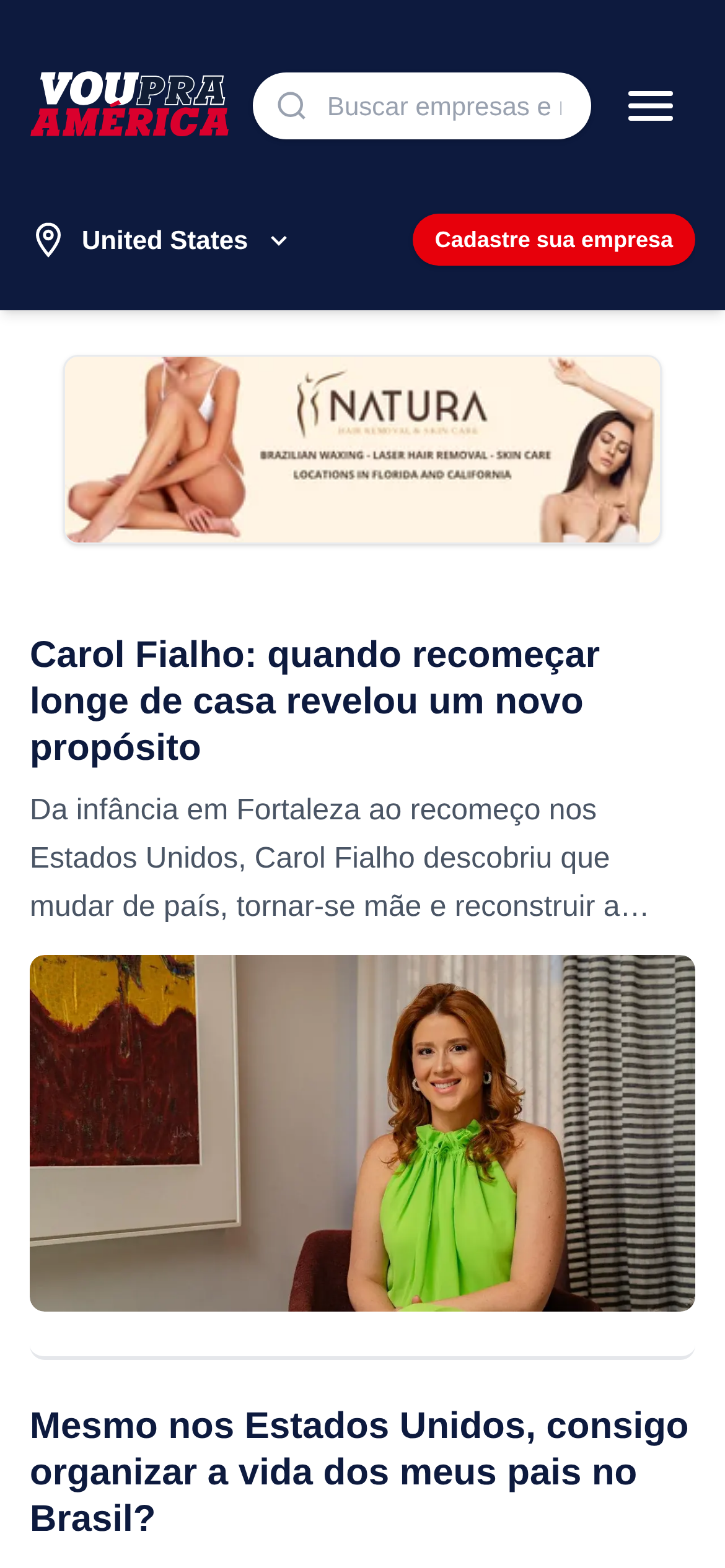 Portal Vou pra América no celular