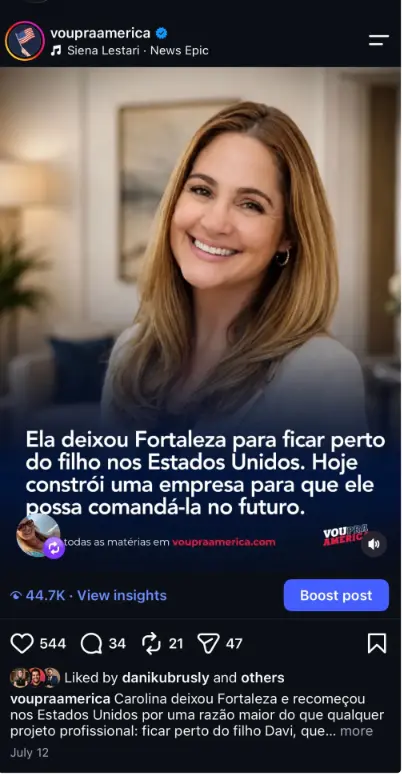 História de imigração — Fortaleza para os EUA