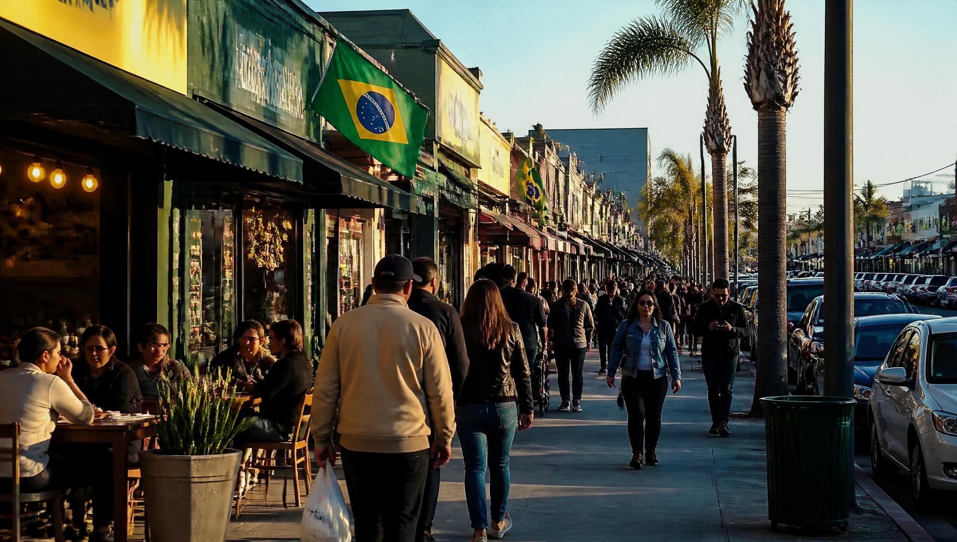 Rua de comércio brasileiro nos Estados Unidos